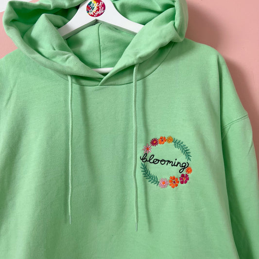 blooming embroidered hoodie - mint