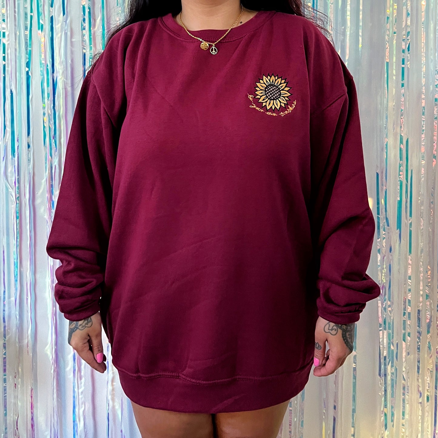 be your own sunshine embroidered sweatshirt - burgundy