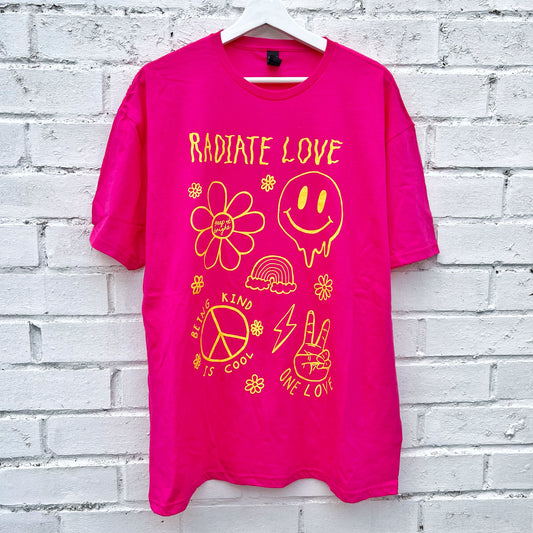hippie heart t-shirt - hot pink