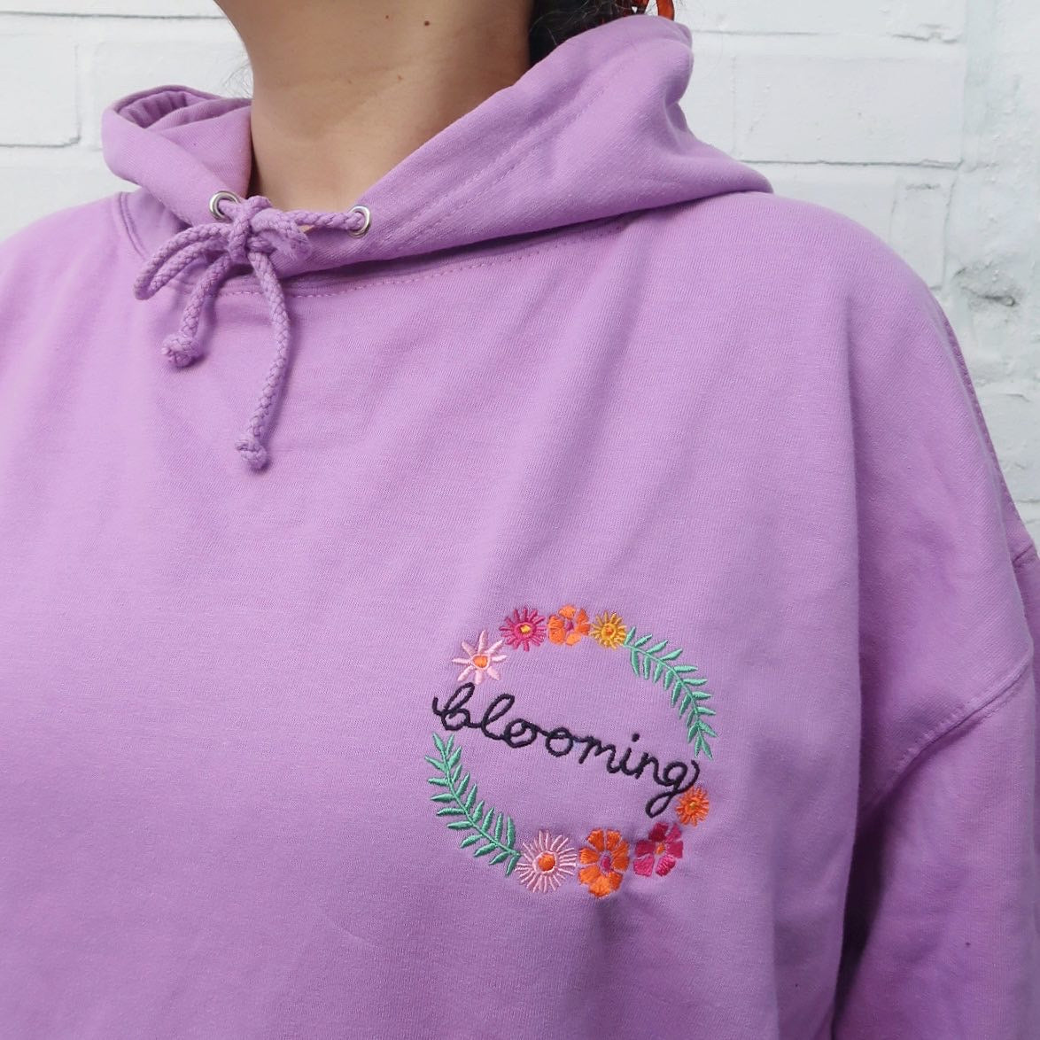 Purple embroidered hoodie online