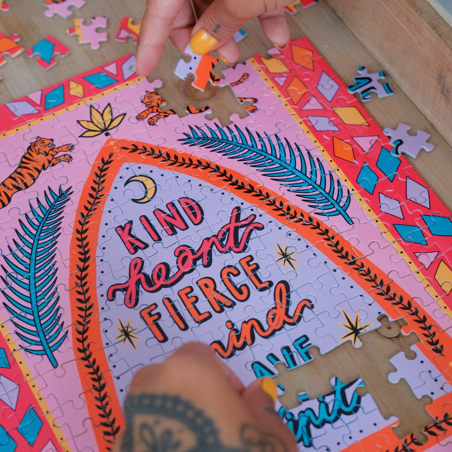 kind heart, fierce mind, brave spirit jigsaw puzzle + deluxe tin