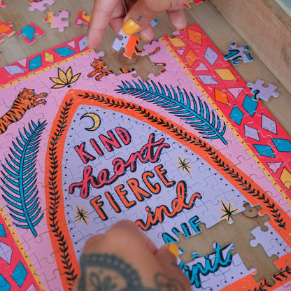 kind heart, fierce mind, brave spirit jigsaw puzzle + deluxe tin
