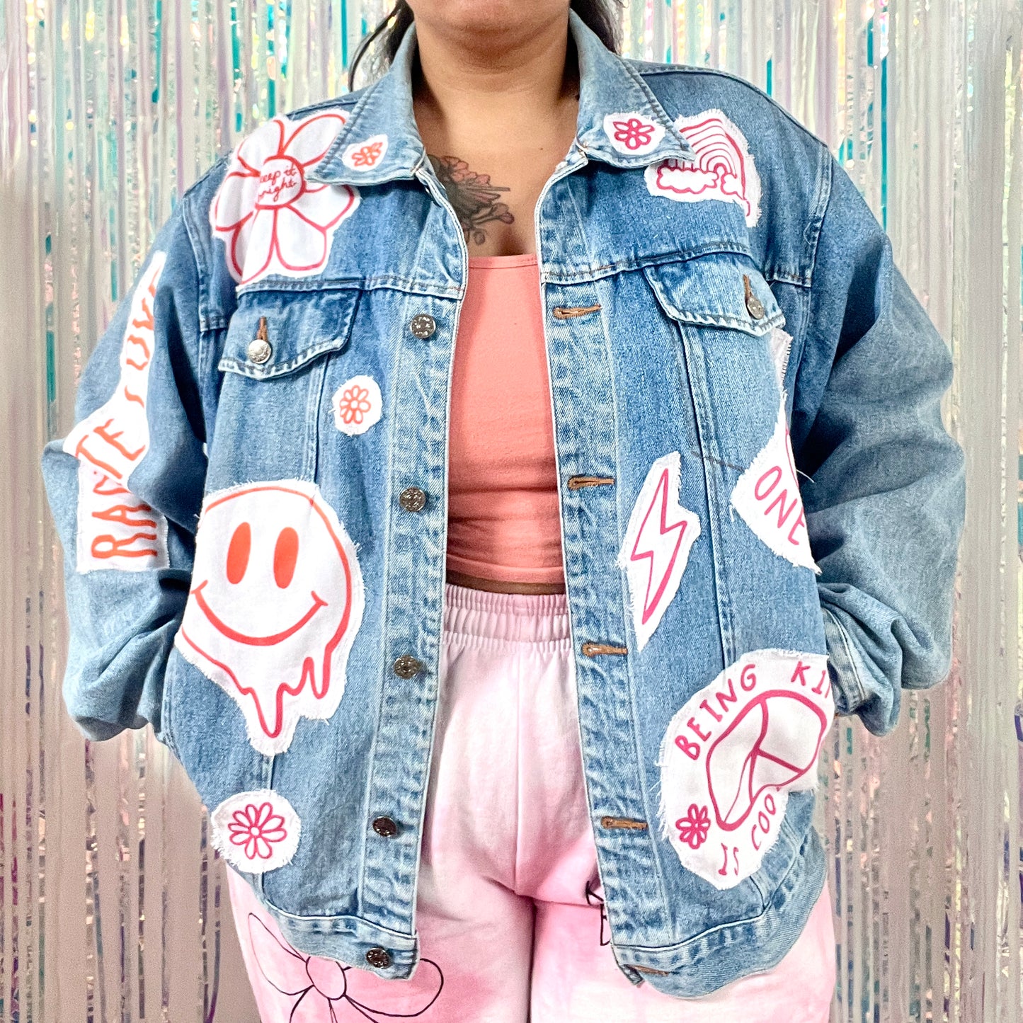 hippie heart denim jacket