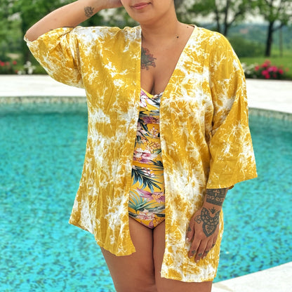 protect your energy tie dye kimono top