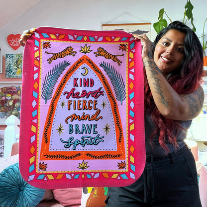 kind heart, fierce mind, brave spirit mini blanket