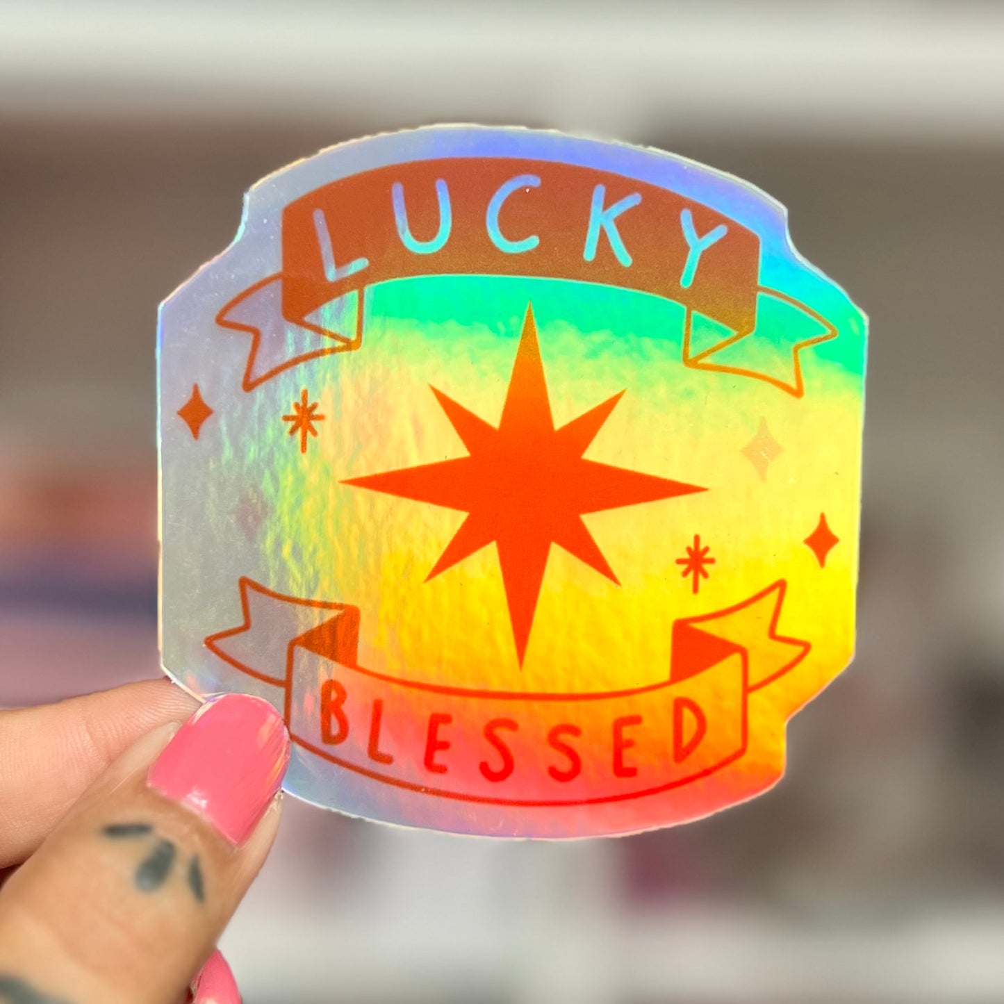 lucky & blessed sticker