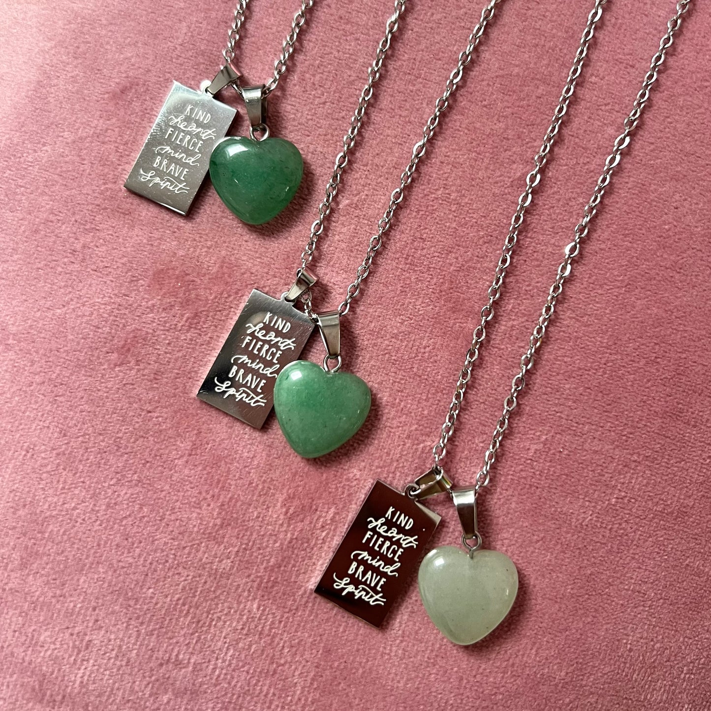 kind heart fierce mind brave spirit crystal necklaces