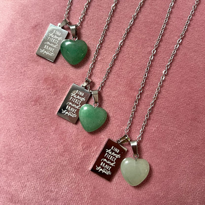 kind heart fierce mind brave spirit crystal necklaces