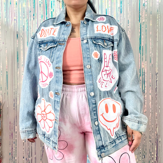 hippie heart denim jacket
