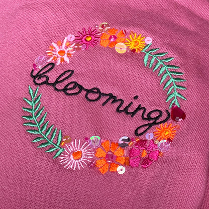 blooming hand-embellished hoodie - pink