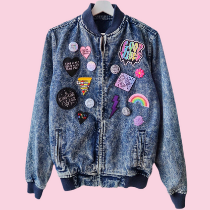 the 'super mix' denim bomber jacket