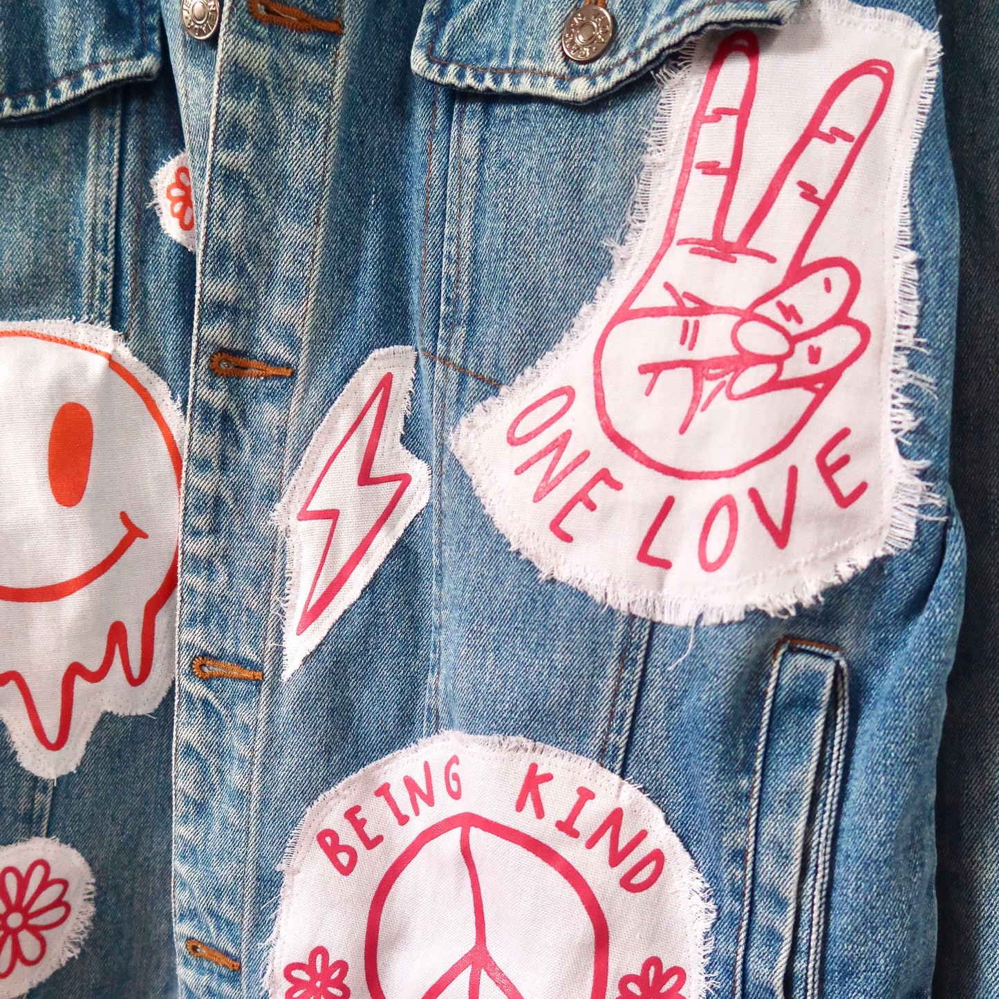 hippie heart denim jacket