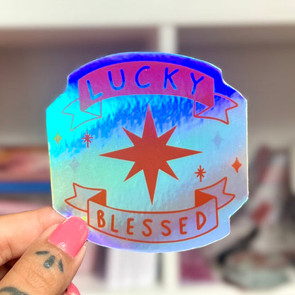lucky & blessed sticker