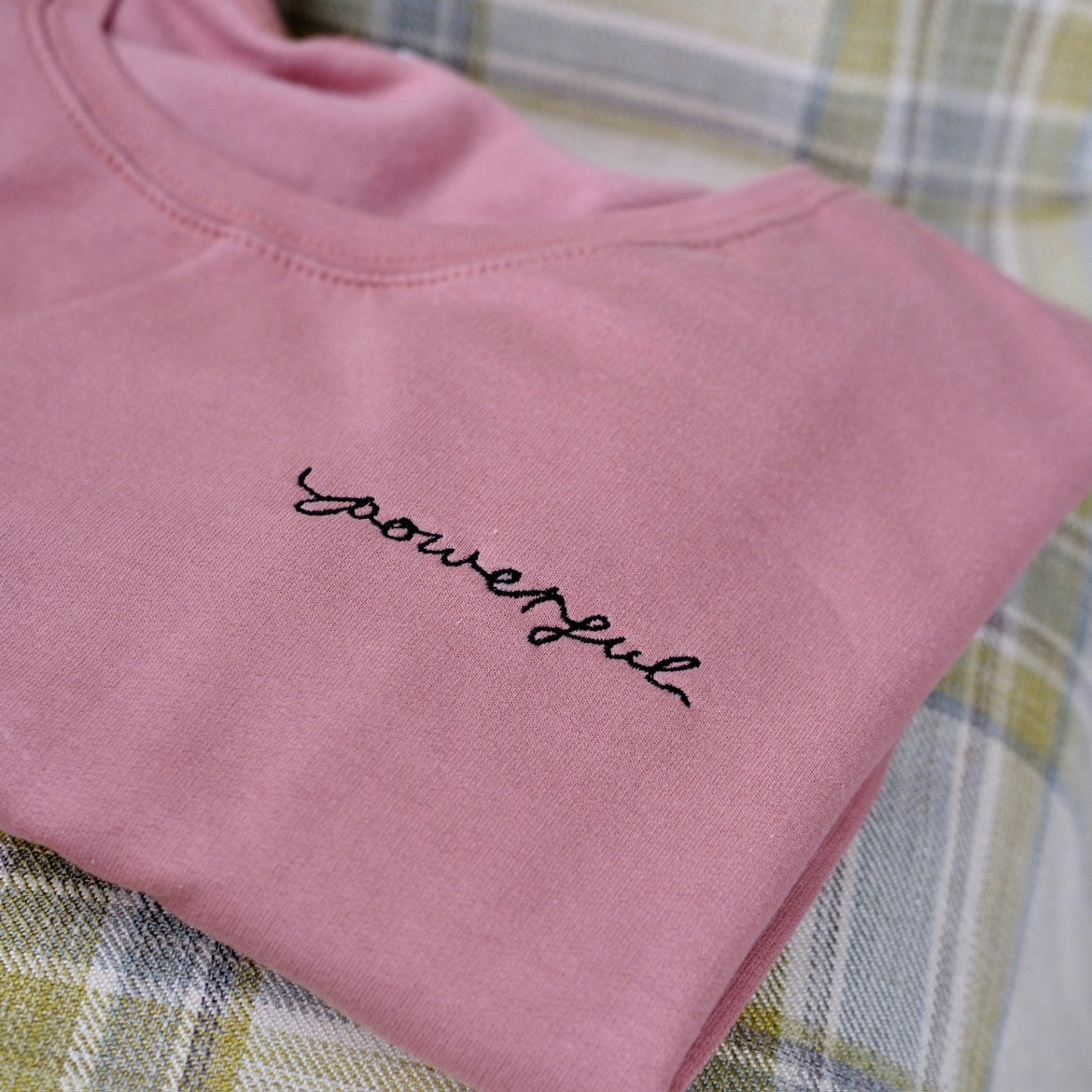 powerful embroidered crop sweatshirt - dusky pink v.2