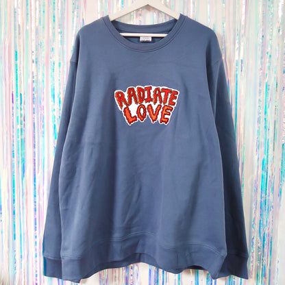 radiate love embroidered sweatshirt - dusky blue