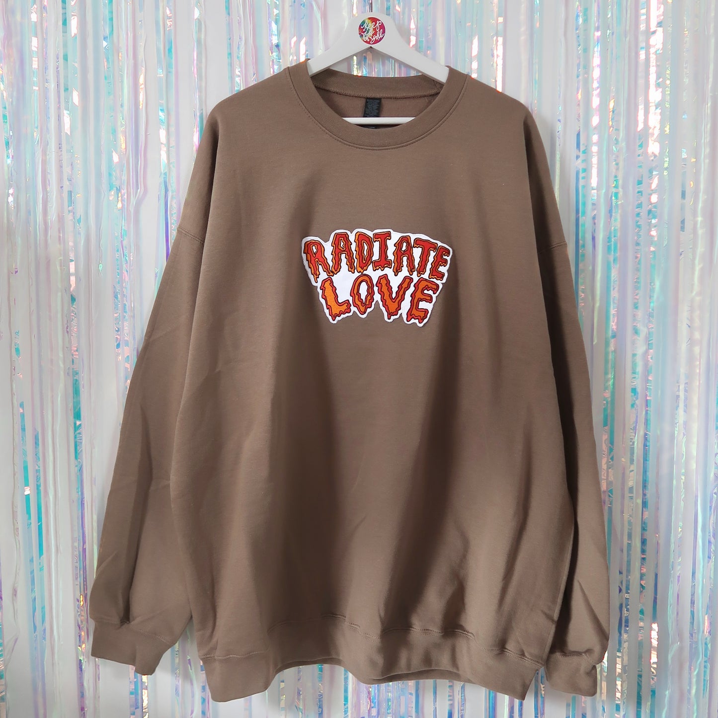 radiate love embroidered sweatshirt - iced latte