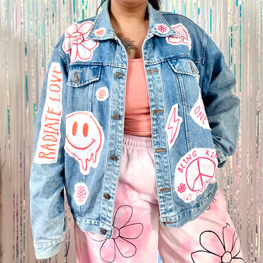 hippie heart denim jacket