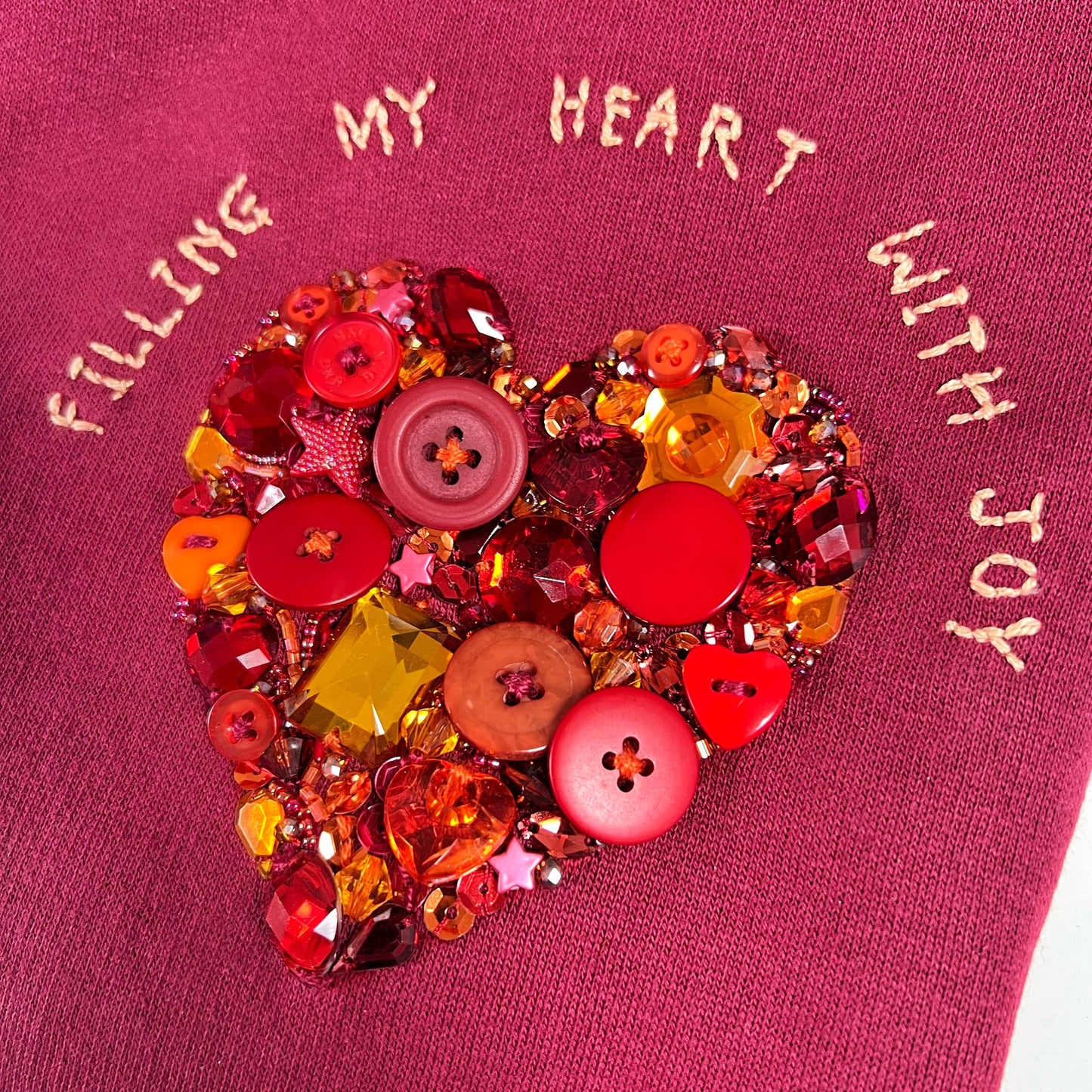 filling my heart with joy - hand-embellished sweatshirt