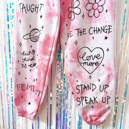 scrawl tie dye lounge pants