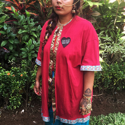 kind heart, fierce mind, brave spirit kimono - red