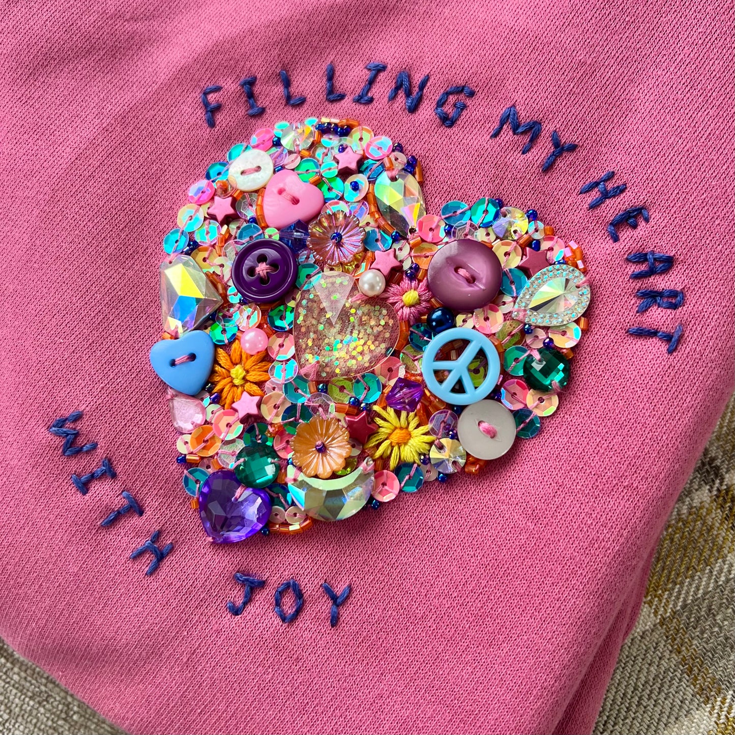 filling my heart with joy - hand-embellished sweatshirt