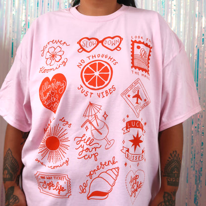 brighter days t-shirt - pink & orange