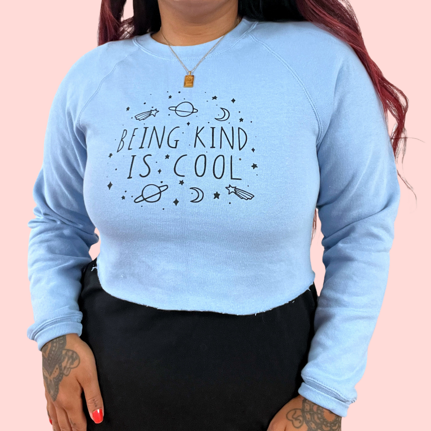 being kind is cool crop sweatshirt
