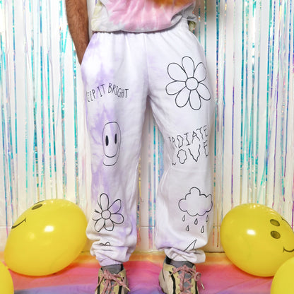 hippie heart tie dye lounge pants - lilac
