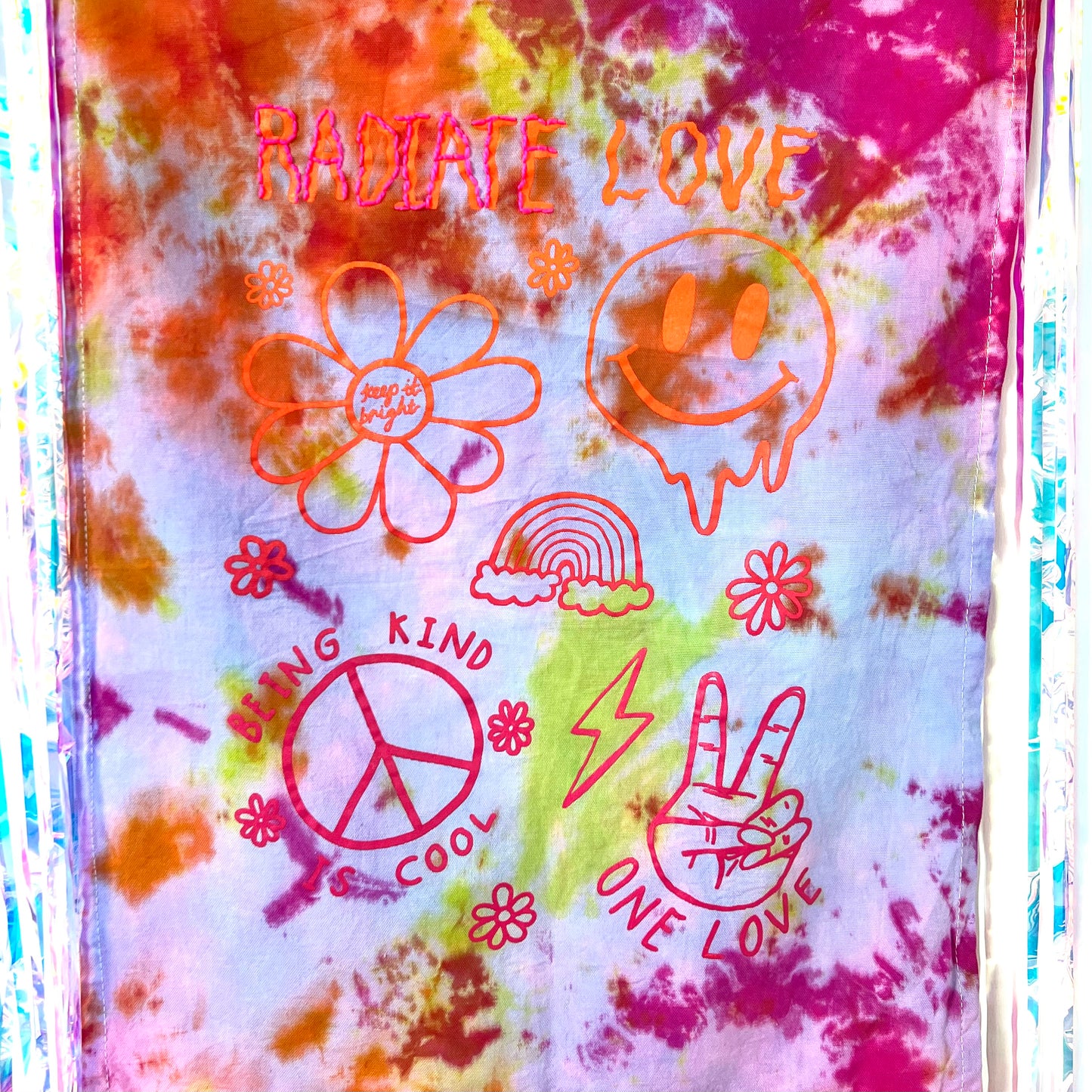 hippie heart tie dye wall hanging - trippy