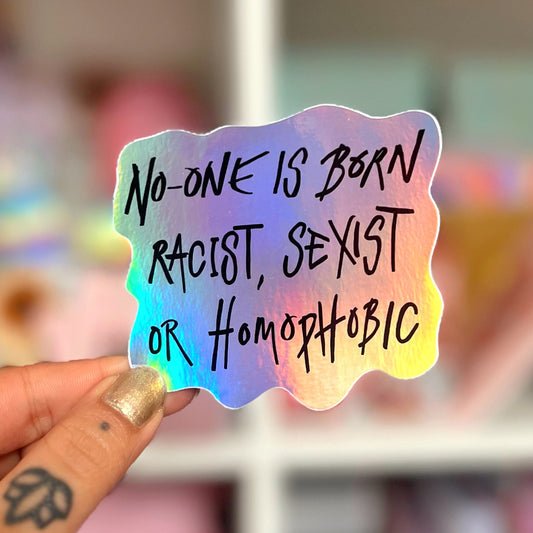 hate is taught holographic sticker