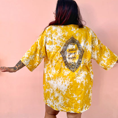 protect your energy tie dye kimono top