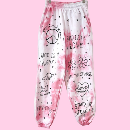 scrawl tie dye lounge pants