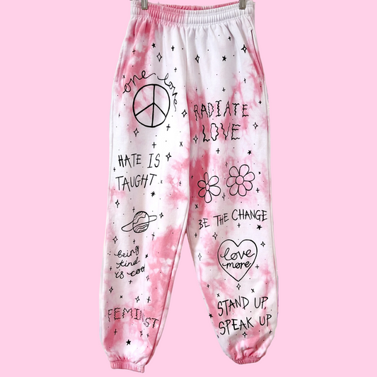 scrawl tie dye lounge pants