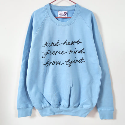 kind heart, fierce mind, brave spirit - kids sweatshirt - blue