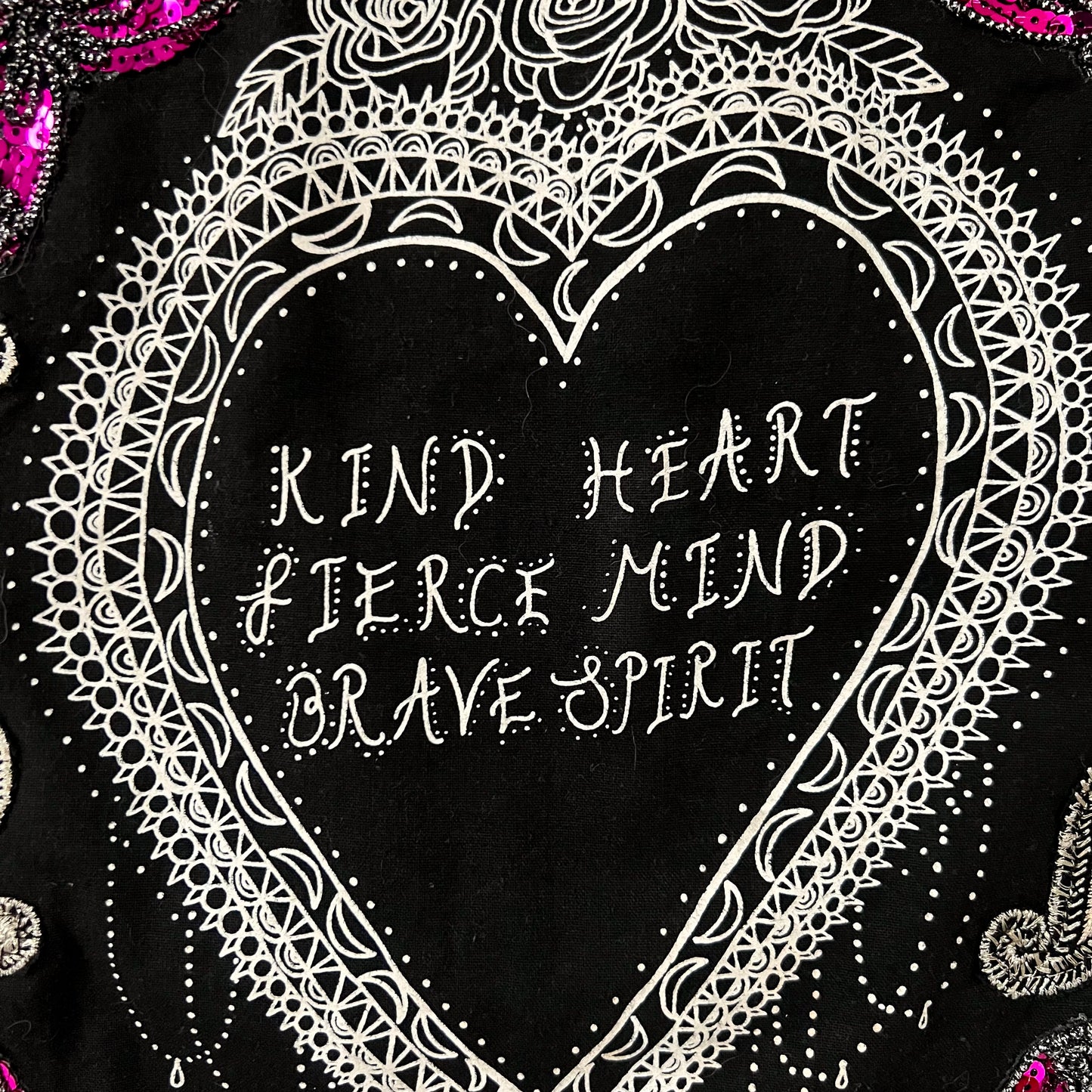 kind heart, fierce mind, brave spirit denim jacket