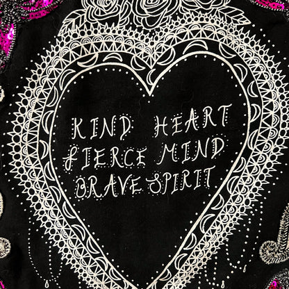 kind heart, fierce mind, brave spirit denim jacket