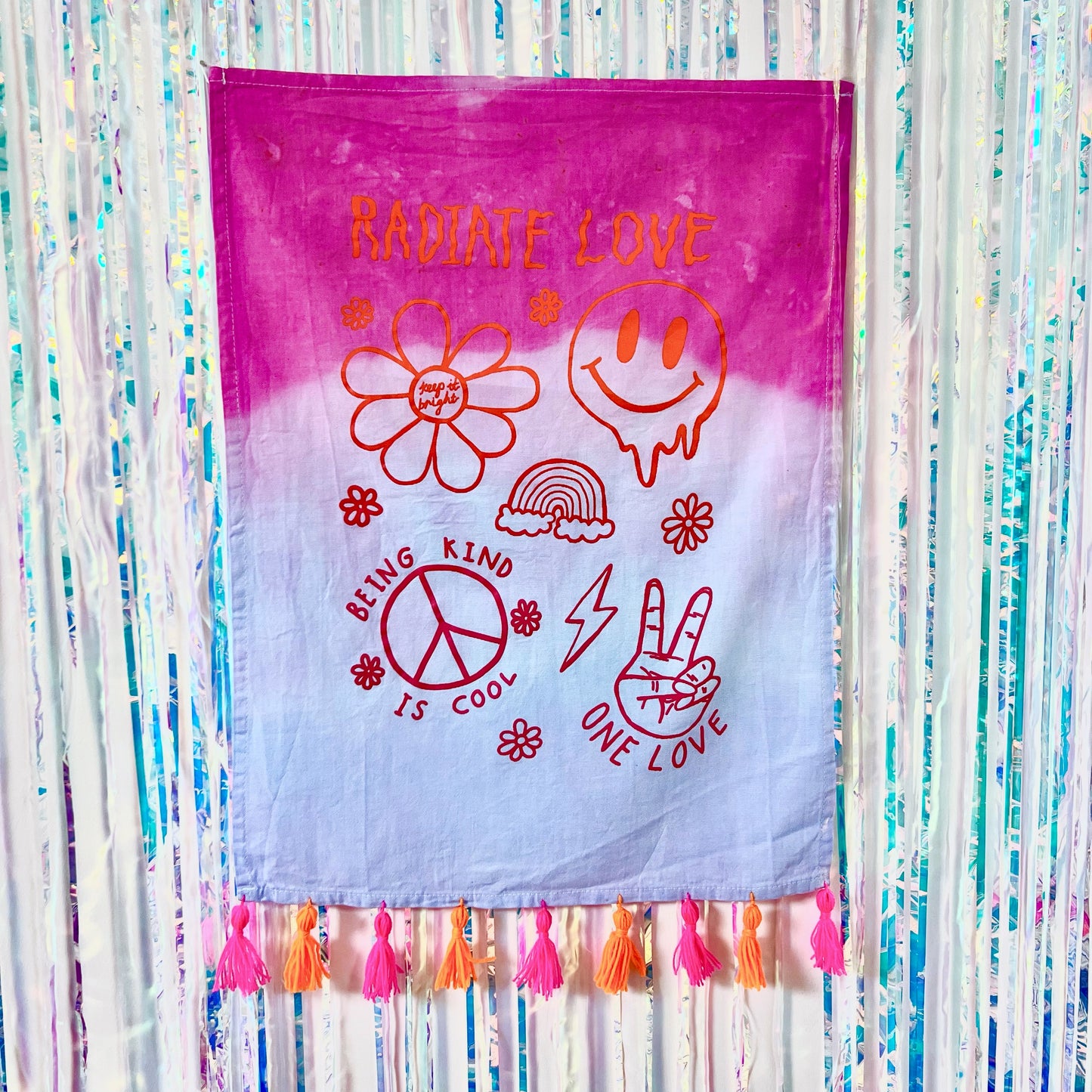 hippie heart tie dye wall hanging - slushie