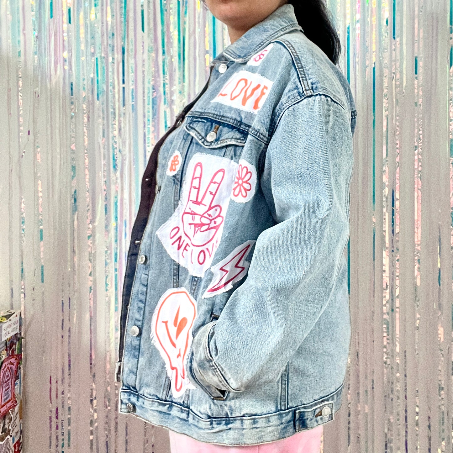 hippie heart denim jacket