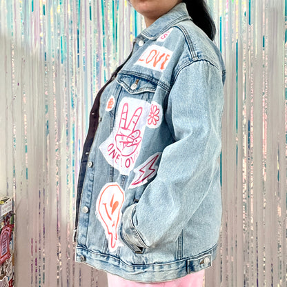 hippie heart denim jacket