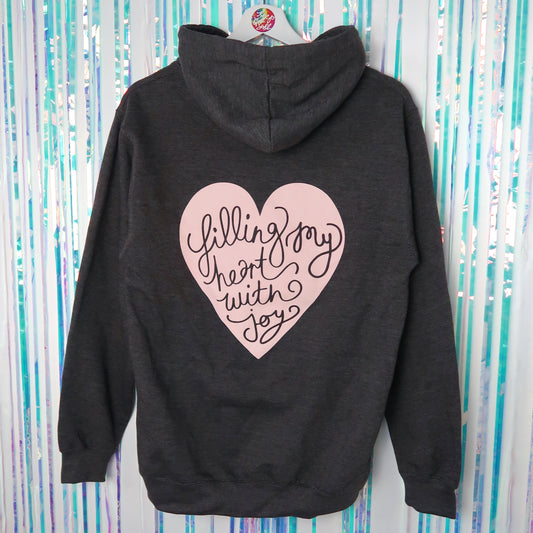 filling my heart with joy pullover hoodie - grey