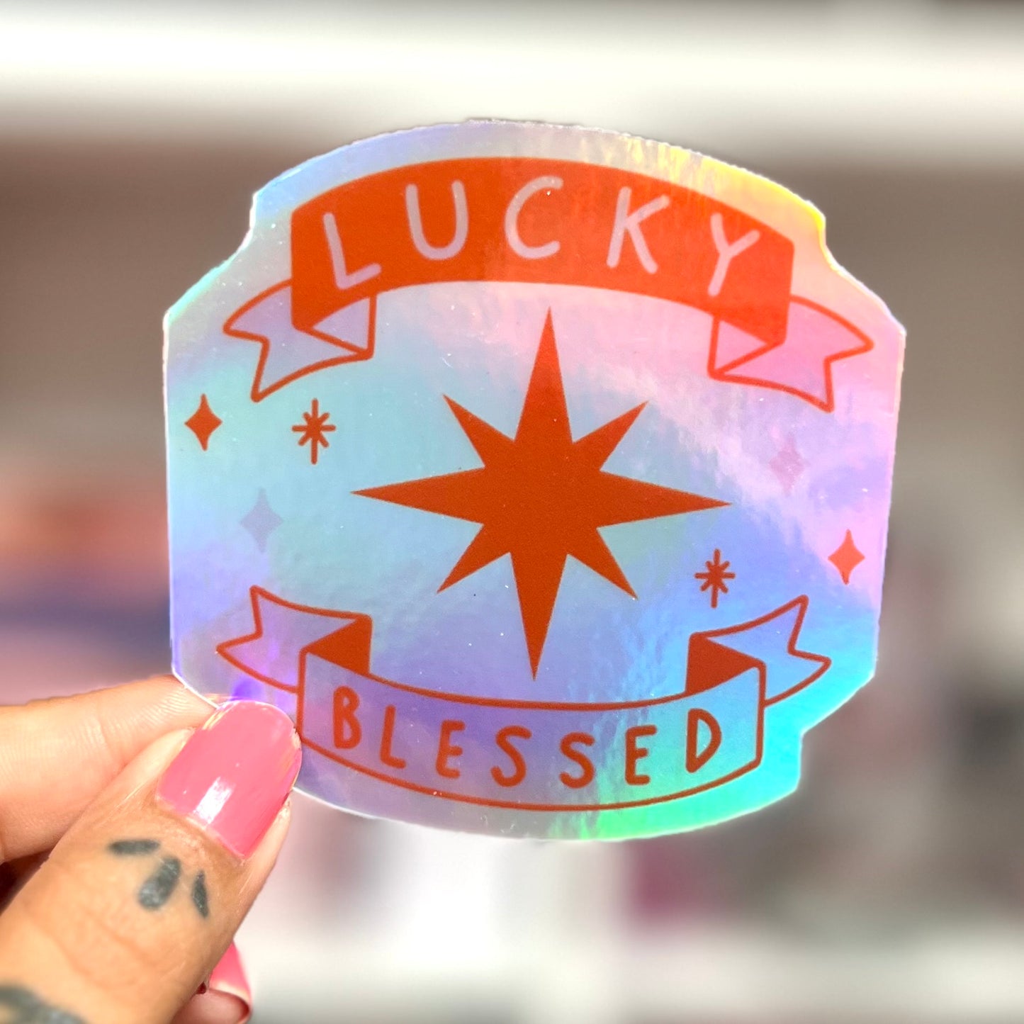 lucky & blessed sticker