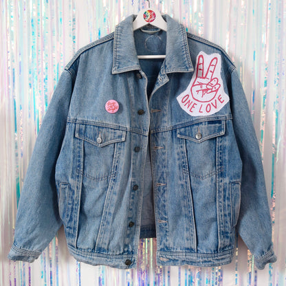 hippie heart denim jacket