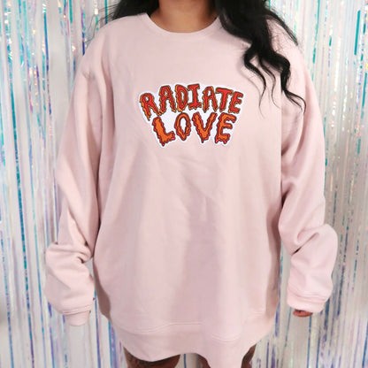 radiate love embroidered sweatshirt - light pink