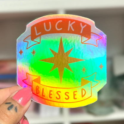 lucky & blessed sticker