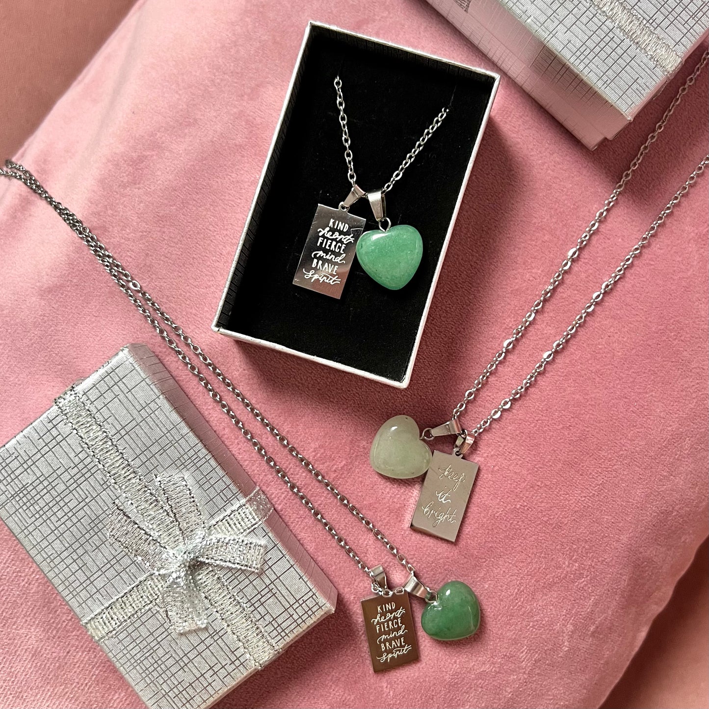 kind heart fierce mind brave spirit crystal necklaces