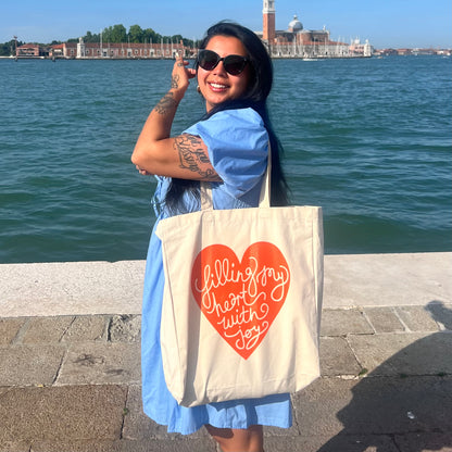 filling my heart with joy - large tote bag