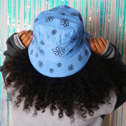 hippie heart bucket hat - blue v.2