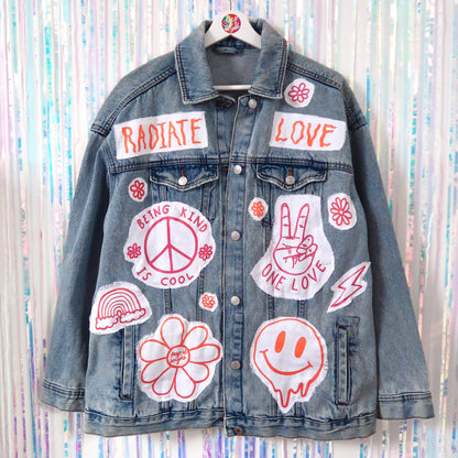 hippie heart denim jacket