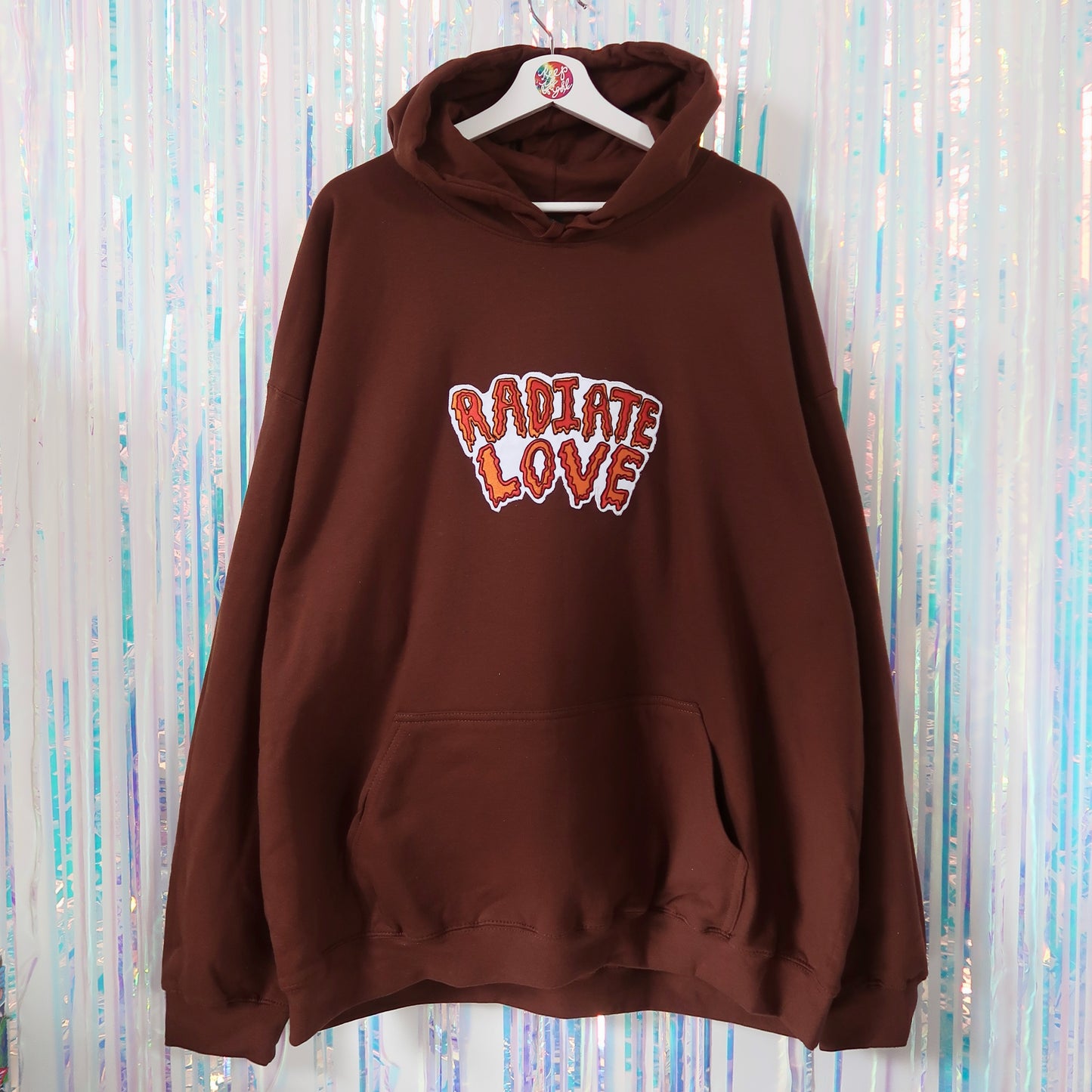 radiate love embroidered hoodie - chocolate
