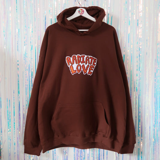 radiate love embroidered hoodie - chocolate